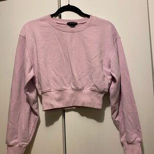 Forever 21 Light Pink Cropped Hoodie